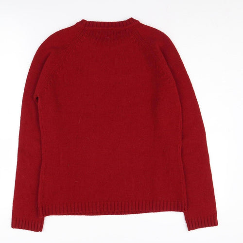 Zara Women's Red Crew Neck Pullover Jumper, Size L
