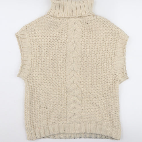 VERO MODA Women’s Beige Cable-Knit Turtleneck Jumper XS