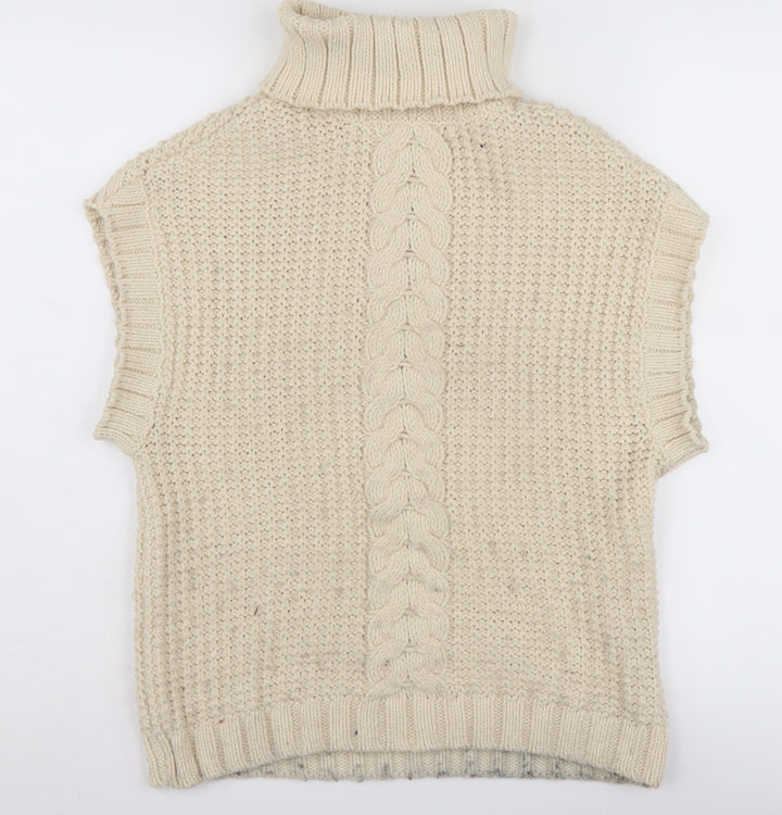 VERO MODA Women’s Beige Cable-Knit Turtleneck Jumper XS