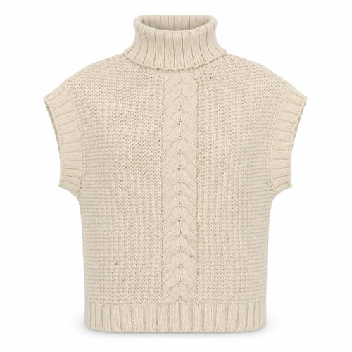 VERO MODA Women’s Beige Cable-Knit Turtleneck Jumper XS