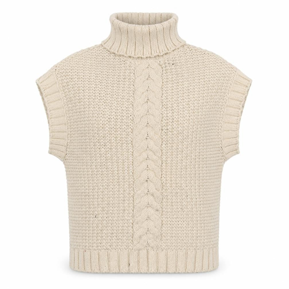 VERO MODA Women’s Beige Cable-Knit Turtleneck Jumper XS