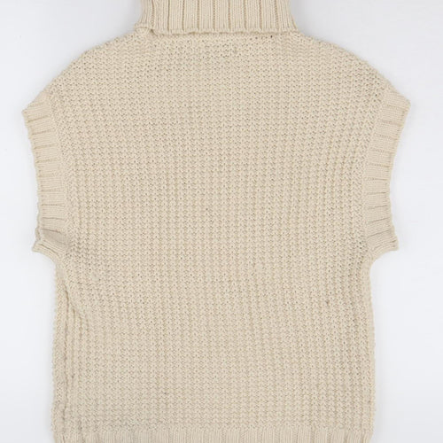 VERO MODA Women’s Beige Cable-Knit Turtleneck Jumper XS