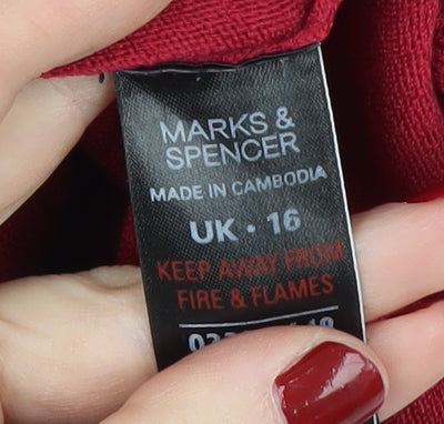 Marks and Spencer Women's Red Tunic Jumper UK 16