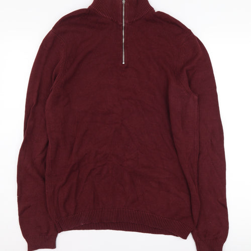 ASOS Design Men's Red Full Zip Jumper Size L
