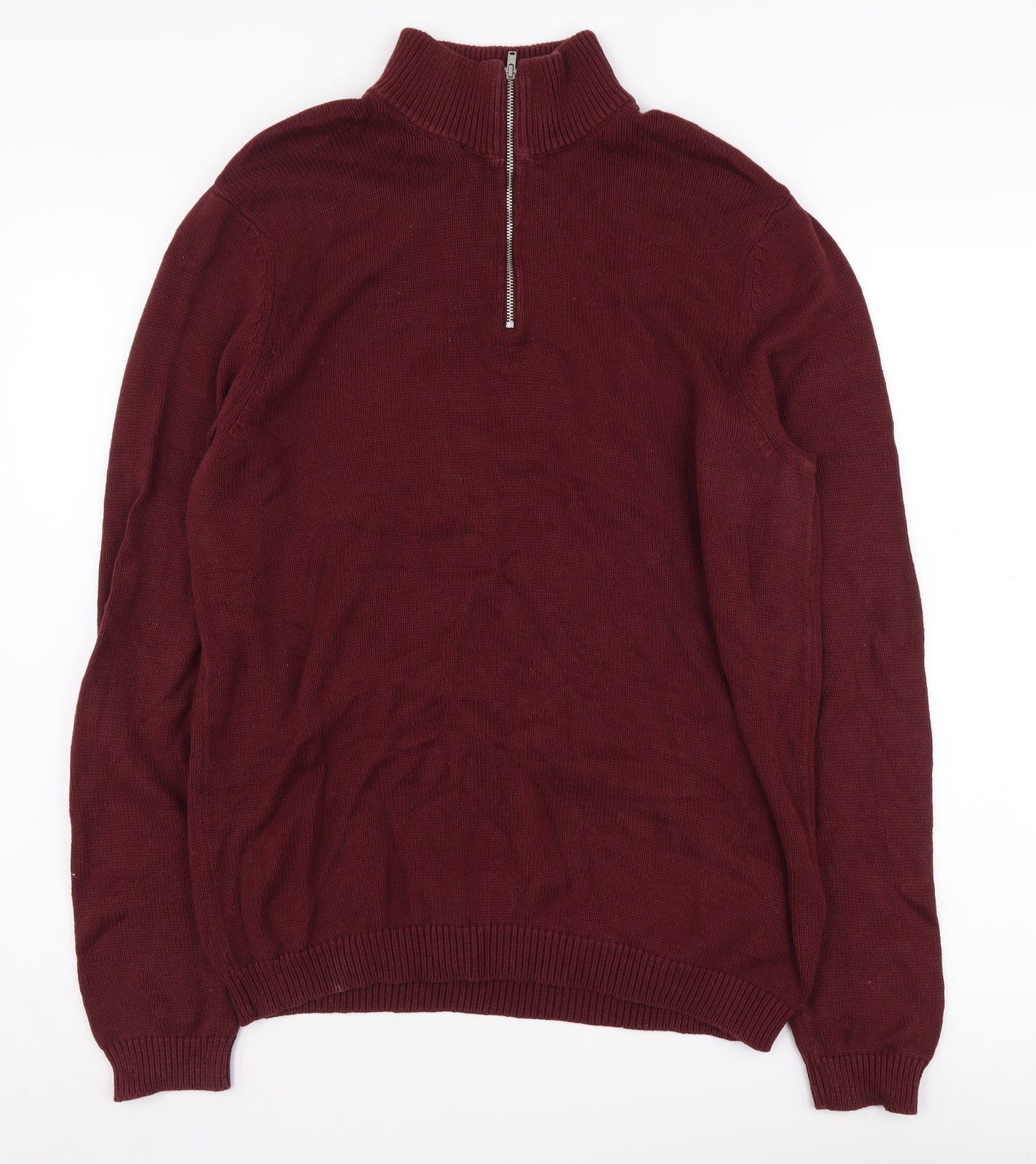 ASOS Design Men's Red Full Zip Jumper Size L