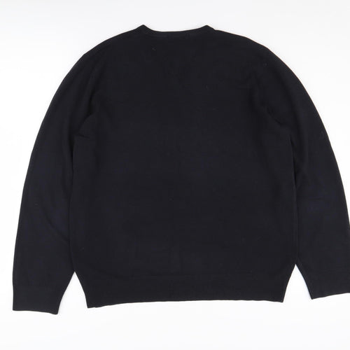 Marks and Spencer Men's Black XL V-Neck Pullover Jumper
