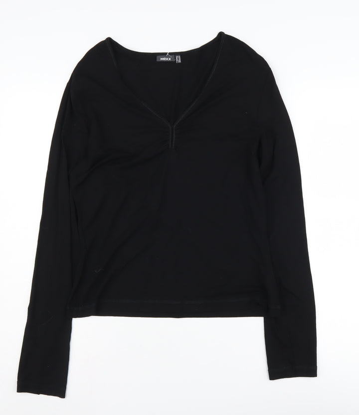 Mexx Women's Black V-Neck Long Sleeve T-Shirt XL