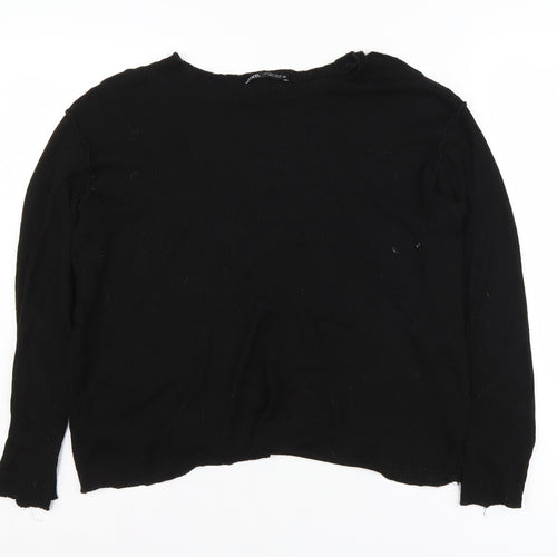 ZARA Women's Black S Pullover Jumper, Crew Neck