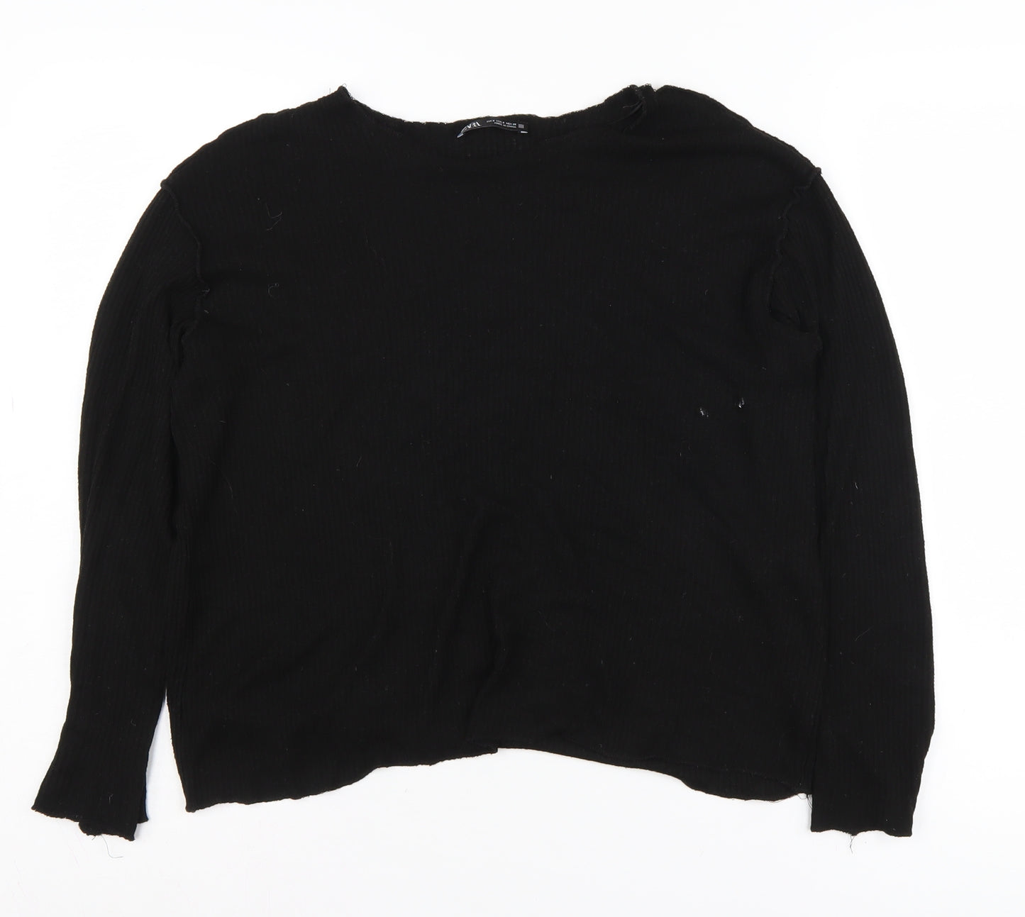 ZARA Women's Black S Pullover Jumper, Crew Neck