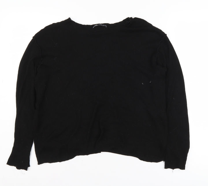 ZARA Women's Black S Pullover Jumper, Crew Neck