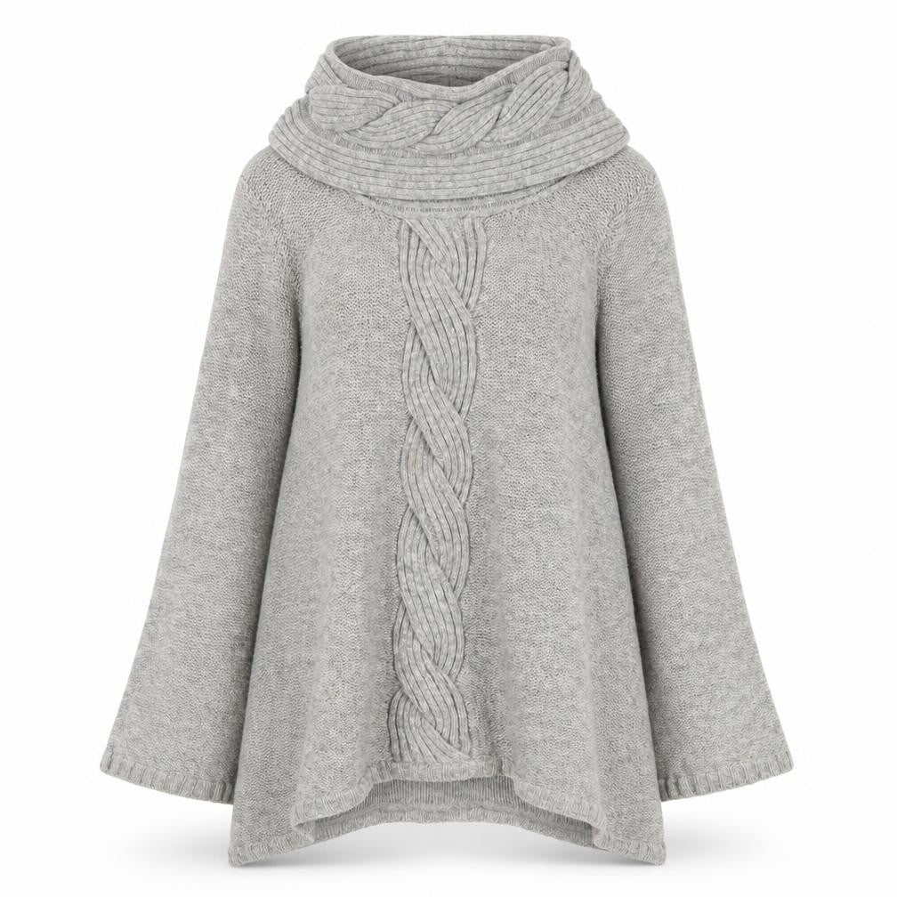 Front view of Marks & Spencer Women's Grey Cowl Neck Pullover, size 8