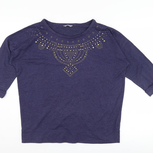 Marks and Spencer Women's Blue Studded T-Shirt Size 12