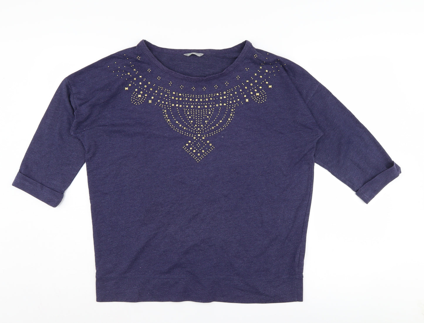 Marks and Spencer Women's Blue Studded T-Shirt Size 12