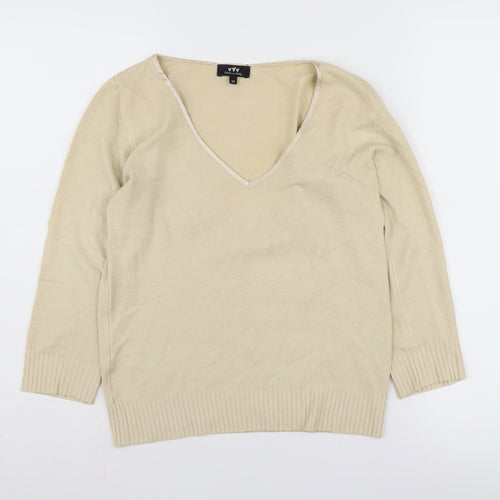 Marks and Spencer Beige V-Neck Pullover Jumper Size 10
