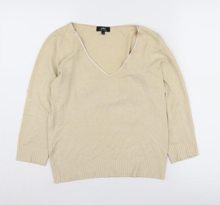 Marks and Spencer Beige V-Neck Pullover Jumper Size 10