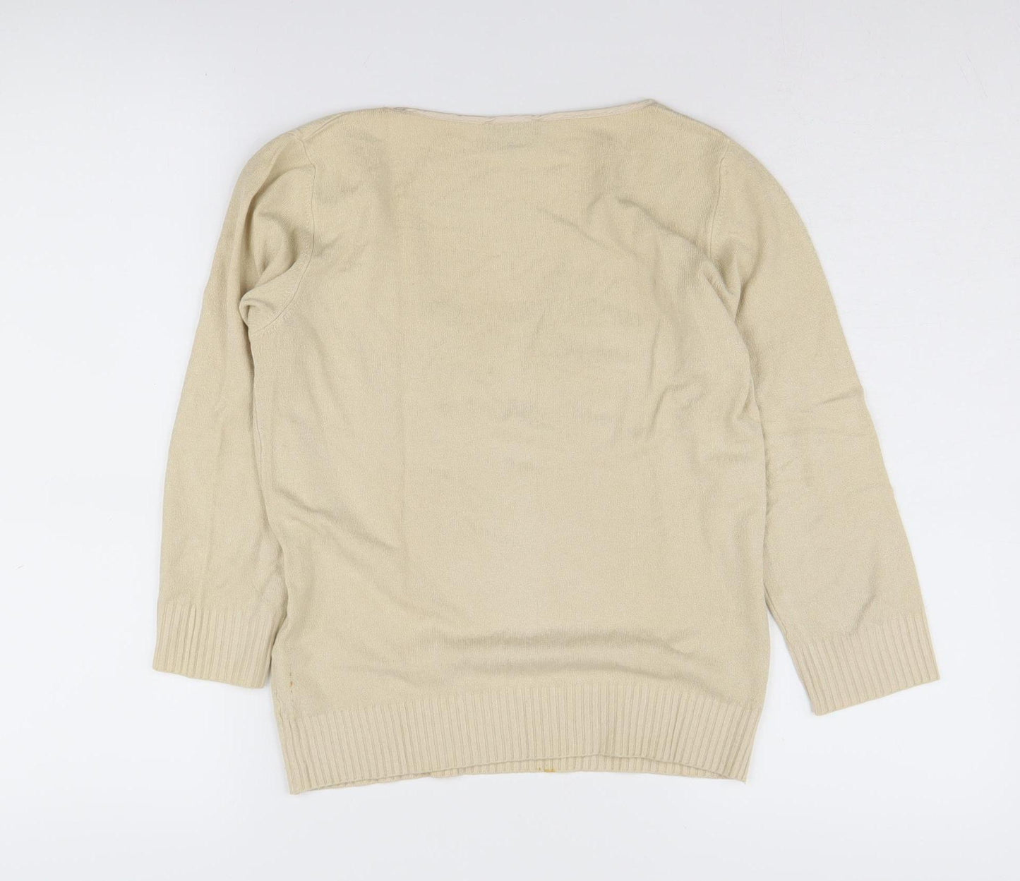 Marks and Spencer Beige V-Neck Pullover Jumper Size 10