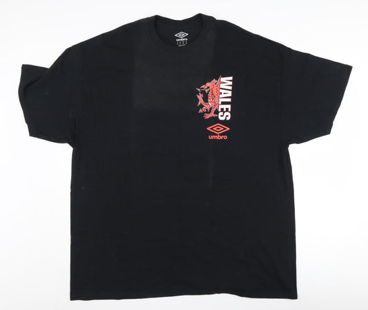 Umbro Men's Black 2XL Sporty Graphic T-Shirt