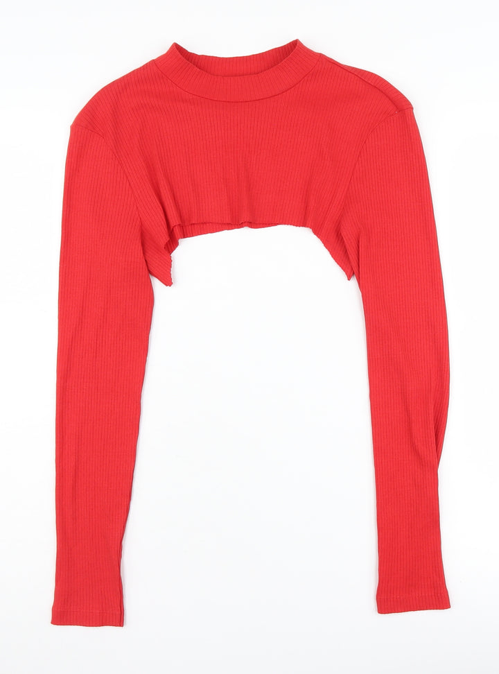 Vero Moda Women's Red Cropped Top, Size 12, Long Sleeve