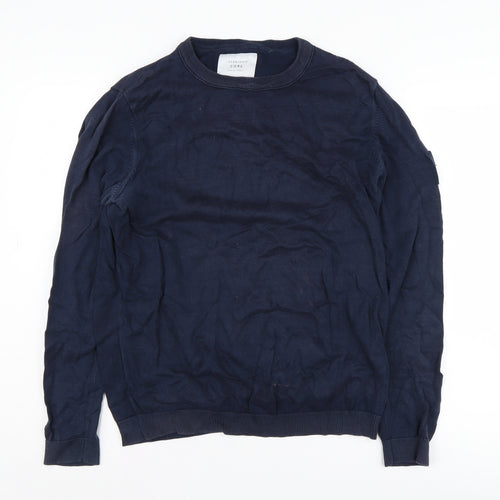 Jack & Jones Men's Blue Cotton Pullover Jumper M
