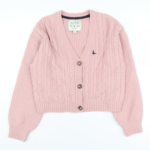 Jack Wills Girls Pink Cable Cardigan 10-11 Years