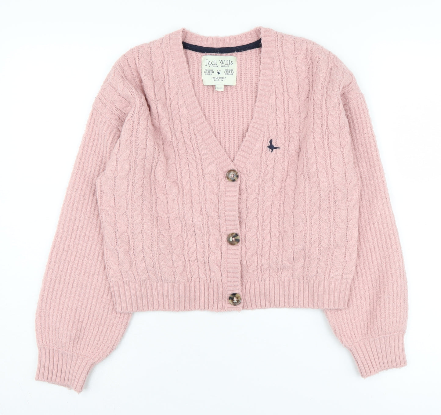 Jack Wills Girls Pink Cable Cardigan 10-11 Years