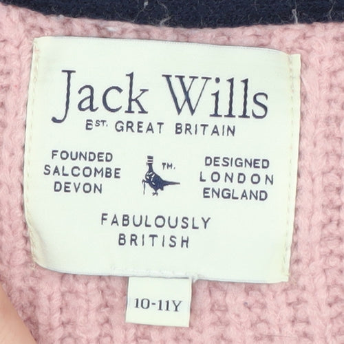 Jack Wills Girls Pink Cable Cardigan 10-11 Years