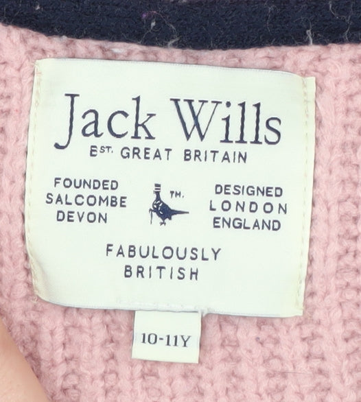 Jack Wills Girls Pink Cable Cardigan 10-11 Years