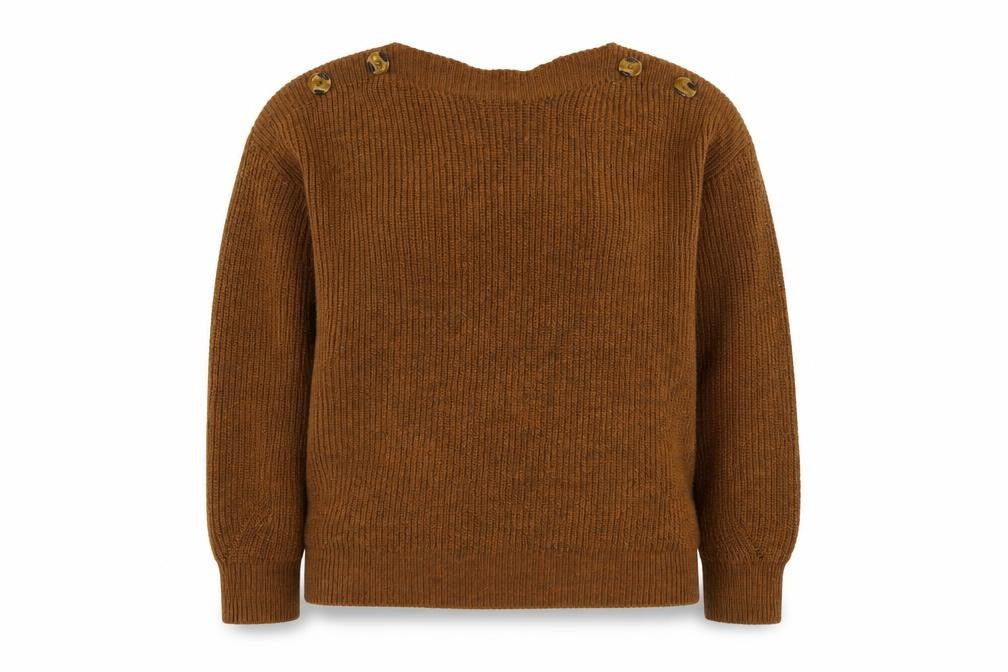 Front view of Pimkie Women's Brown jumper, size S, Acrylic