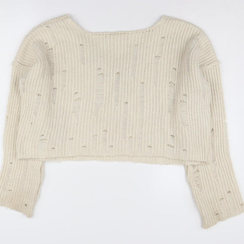 Urban Outfitters Women Beige V-Neck Pullover Jumper M