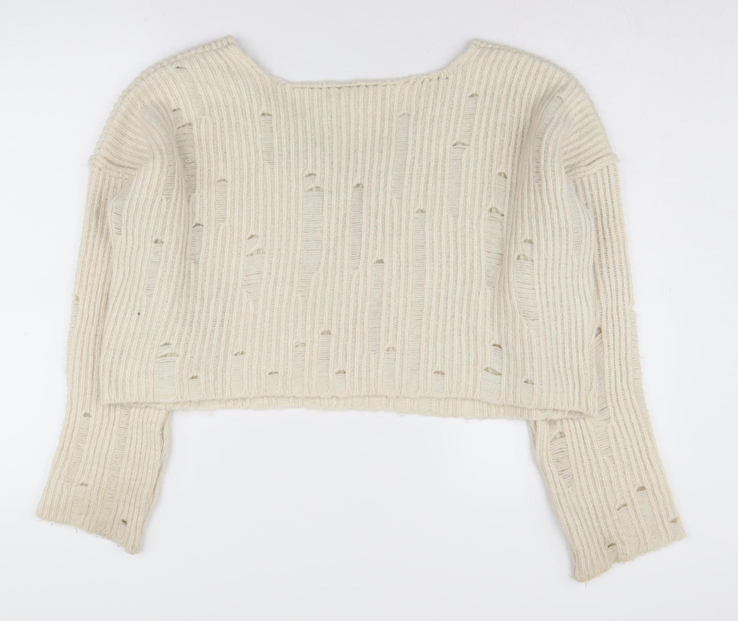 Urban Outfitters Women Beige V-Neck Pullover Jumper M