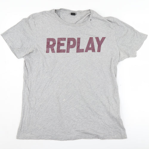 Replay Unisex Grey Basic T-Shirt - XL Casual Wear