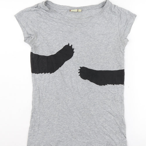 French Connection Women’s Grey Animal Print T-Shirt XS