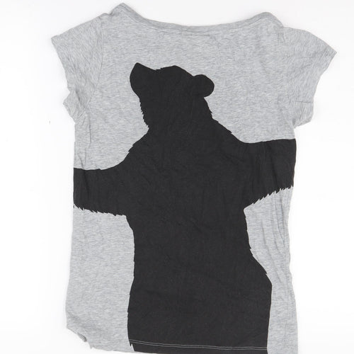 French Connection Women’s Grey Animal Print T-Shirt XS