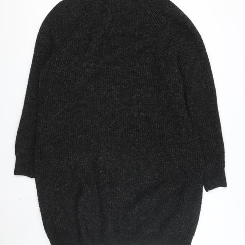 Zara Womens Black Knit Jumper Dress Size S Casual V-Neck