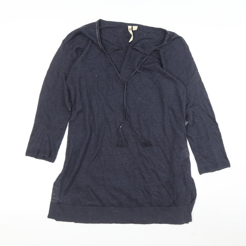 White Stuff Women's Blue Wool Tunic Jumper, Size 8, V-Neck