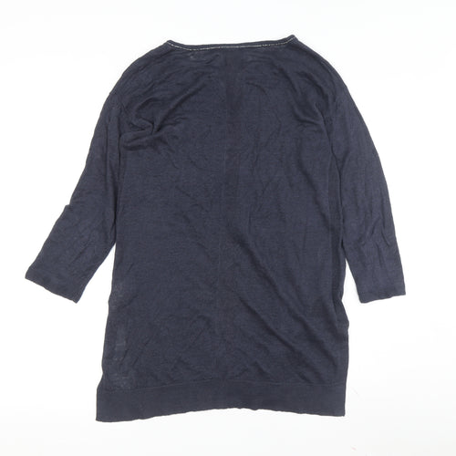 White Stuff Women's Blue Wool Tunic Jumper, Size 8, V-Neck
