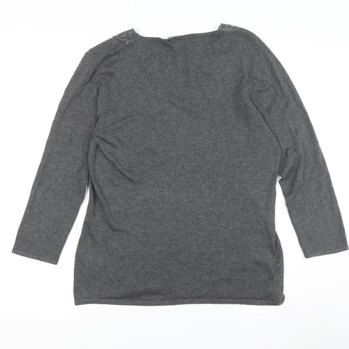 Betty Barclay Women's Grey V-Neck Lace Accent Jumper