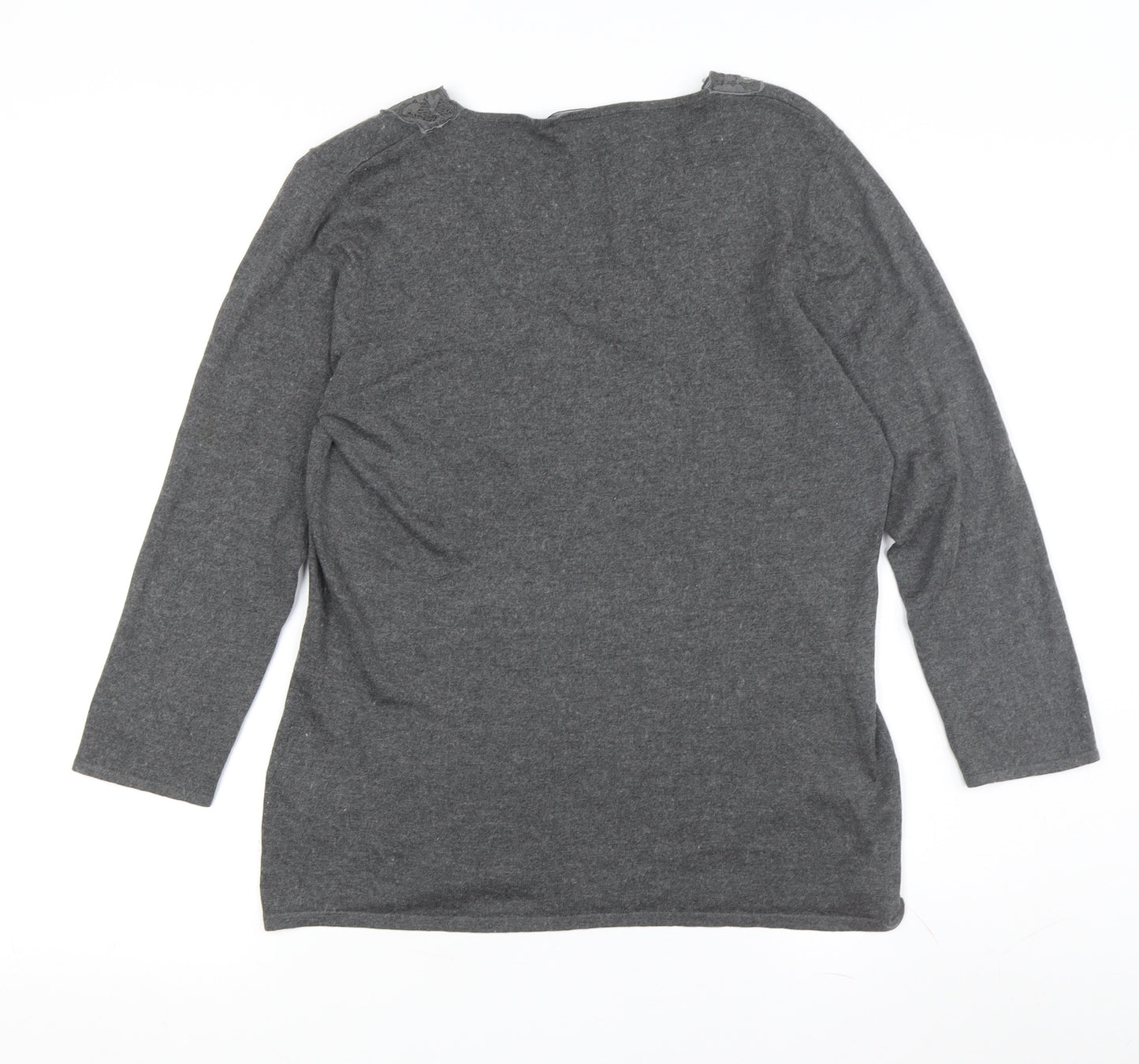Betty Barclay Women's Grey V-Neck Lace Accent Jumper