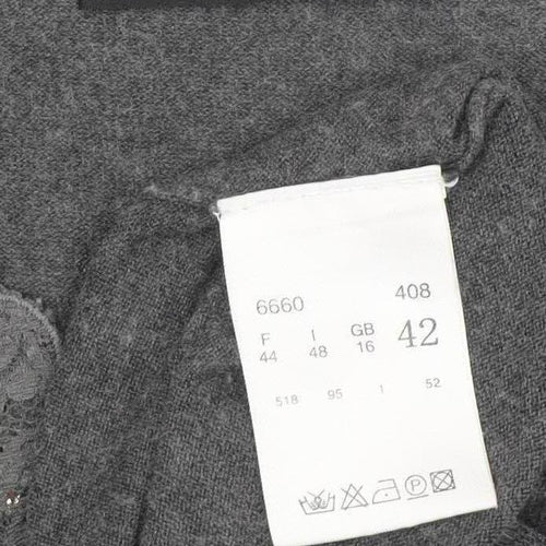 Betty Barclay Women's Grey V-Neck Lace Accent Jumper