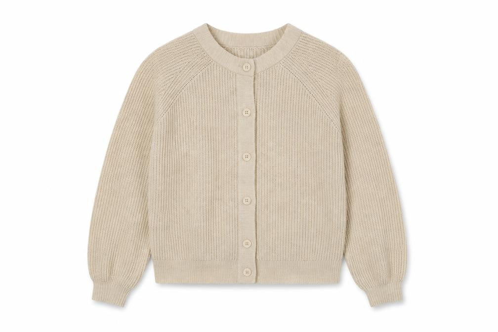 Front view of ASOS Design Women's Beige V-Neck Cardigan, size 4