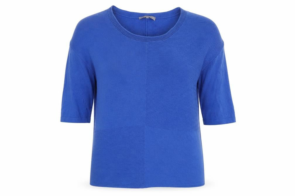 Front view of Great Plains Women's Blue jumper, size S