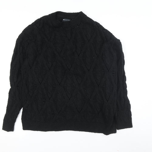 ASOS DESIGN Women's Black Cable-Knit Pullover Jumper XS
