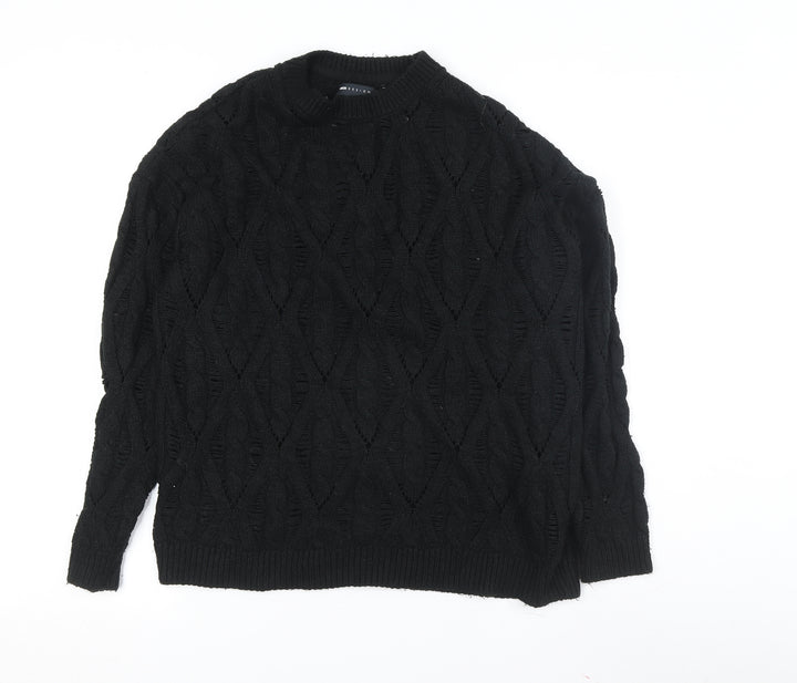 ASOS DESIGN Women's Black Cable-Knit Pullover Jumper XS