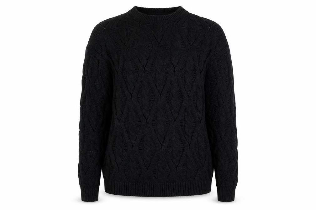 Front view of ASOS DESIGN Women's Black Cable-Knit jumper XS