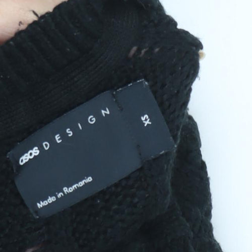 ASOS DESIGN Women's Black Cable-Knit Pullover Jumper XS