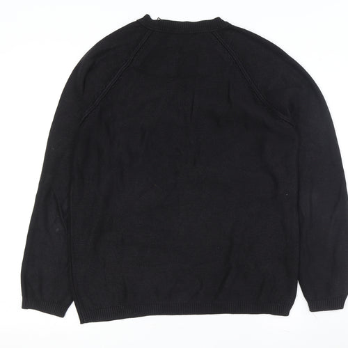 Mexx Men's Black Cotton Pullover Jumper, Size S