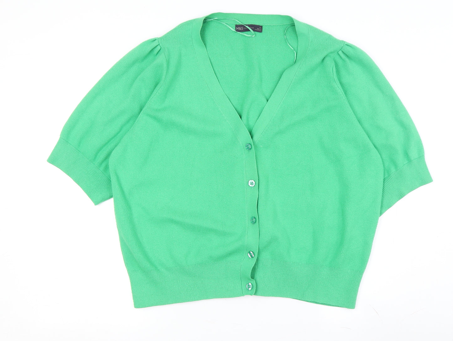 Marks and Spencer Women's Green V-Neck Cardigan Size 20