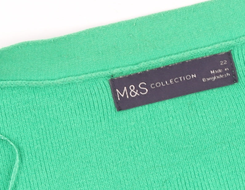 Marks and Spencer Women's Green V-Neck Cardigan Size 20