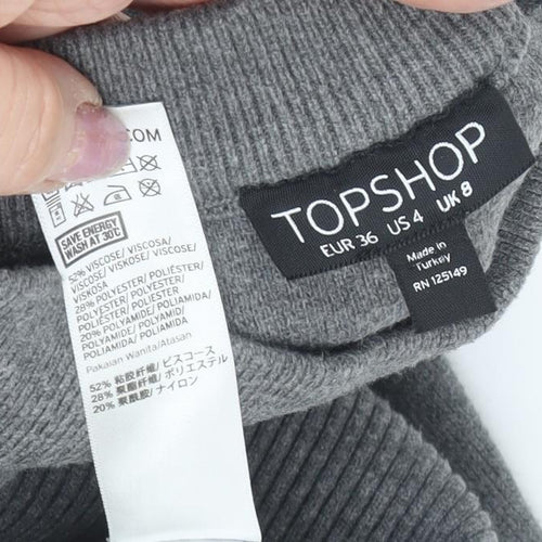 Topshop Women's Grey Jumper Dress UK 8 Viscose Blend