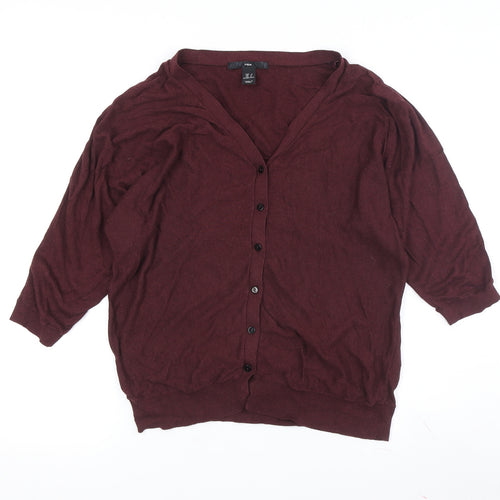 H&M Women’s Red V-Neck Cardigan S